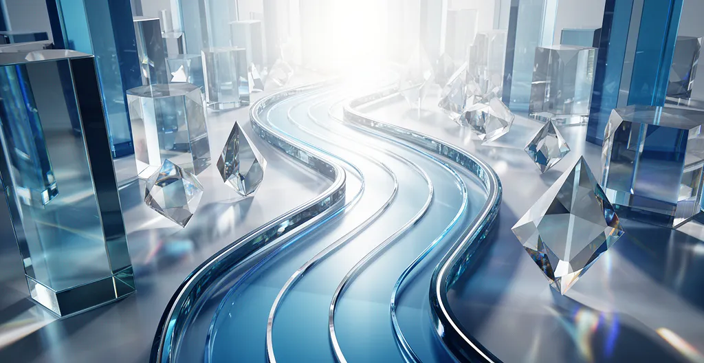 Strategische Darstellung einer digitalen Roadmap mit abstrakten Elementen für zukunftssichere Planung