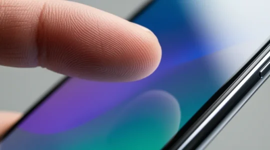 Nahaufnahme eines Daumens, der auf einem Smartphone-Bildschirm navigiert während des mobile Checkout-Prozesses