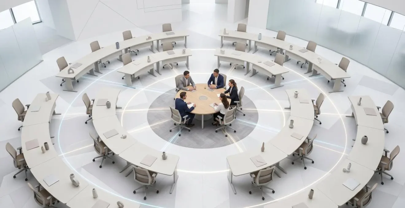 Visuelle Darstellung des Core-Flex-Modells mit zentralem Kernteam und flexiblem äusseren Ring