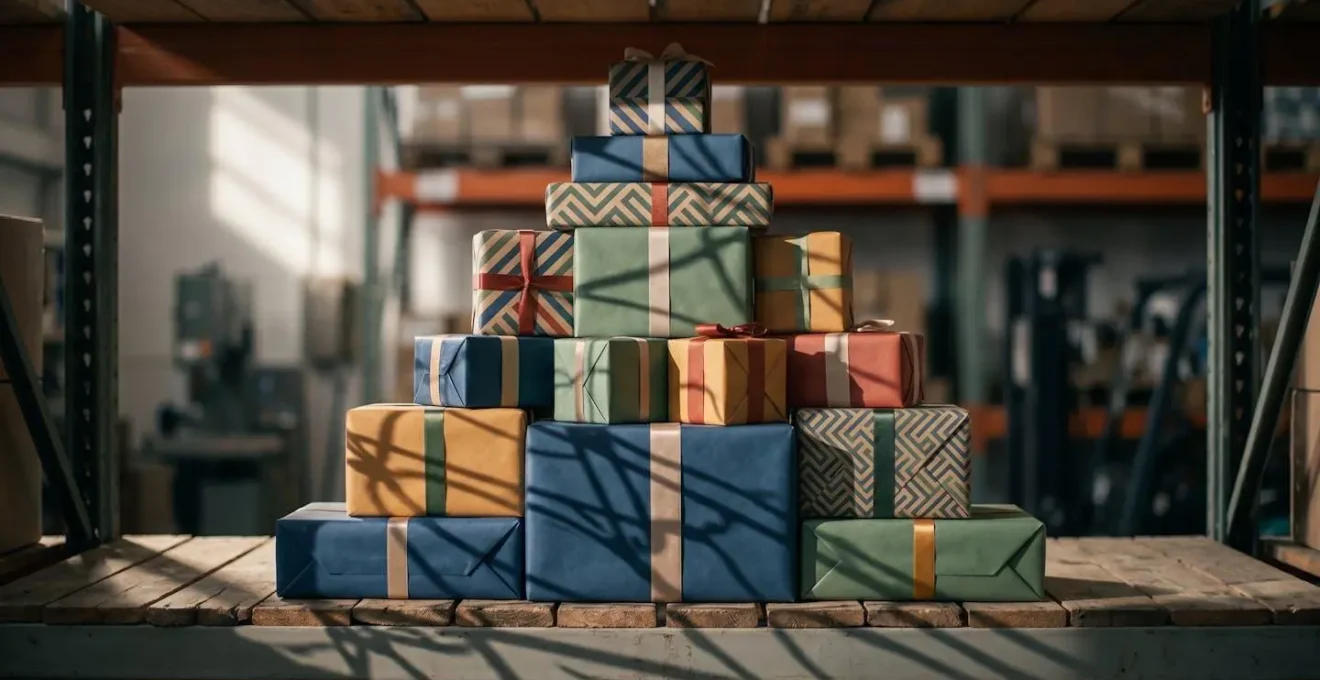 Grafische Darstellung einer optimierten Lagerhaltung für die Weihnachtssaison, die auf probabilistischen Vorhersagen basiert.